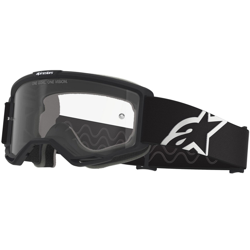 Alpinestars Vision OTG motokrosa brilles melnā un baltā krāsā ar caurspīdīgu lēcu