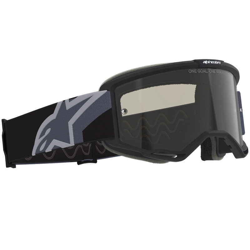 Alpinestars Vision Sand motokrosa brilles melni pelēkas ar tumši dūmu krāsas lēcām
