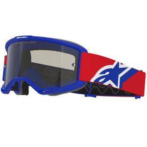 Alpinestars Vision Sand motokrosa aizsargbrilles zili-arkani-baltas ar tumši dūmu lēcām