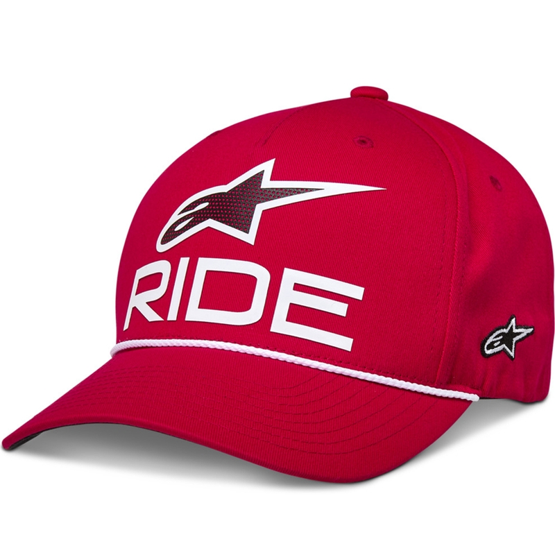Alpinestars Ride Comp Snapback cepure sarkanā, baltā un melnā krāsā