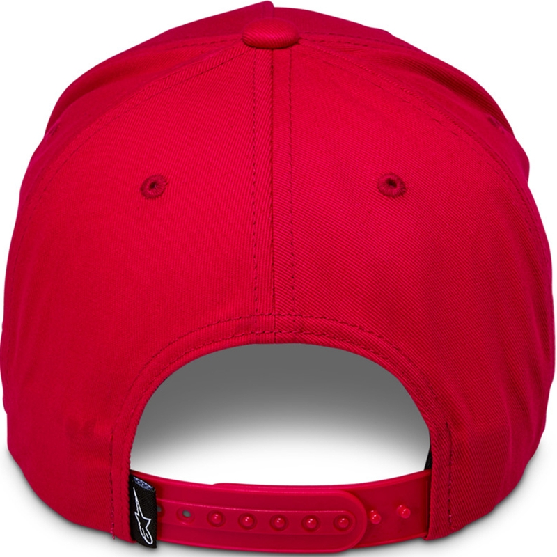 Alpinestars Ride Comp Snapback cepure sarkanā, baltā un melnā krāsā