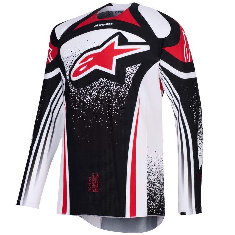 Alpinestars Techstar Nomur motokrosa krekliņš melns, balts un sarkans