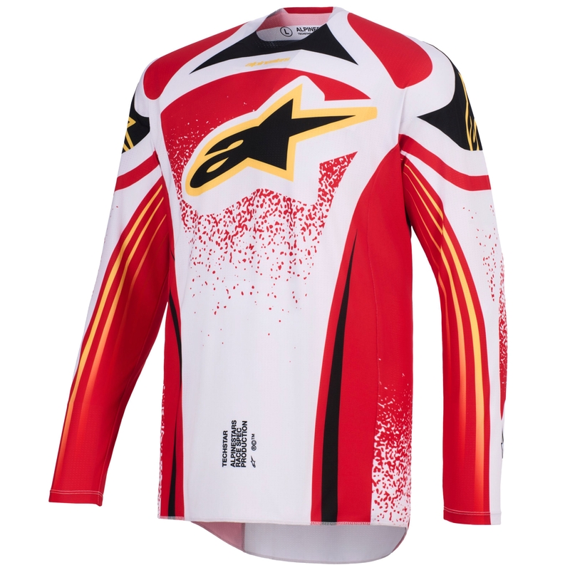 Alpinestars Techstar Nomur gaiši pelēks-arkans-melns-dzeltens motokrosa krekls