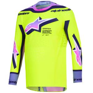 Alpinestars Supertech Vista fluo dzelteni violeti melns motokrosa krekls