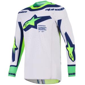 Alpinestars Supertech Vista gaiši pelēks-fluo dzeltens-zaļš-zils-rozā motokrosa krekls