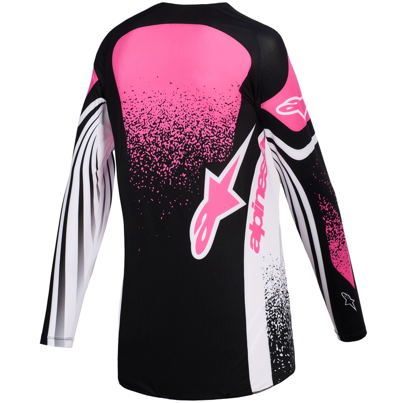 Alpinestars Stella Techstar Nomur sieviešu motokrosa krekliņš melns, balts un rozā krāsā