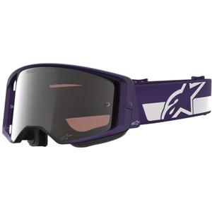 Alpinestars Supertech Vision Hunta96 XXV motokrosa brilles violeti baltas ar spoguļstikla sudraba pleksi stiklu