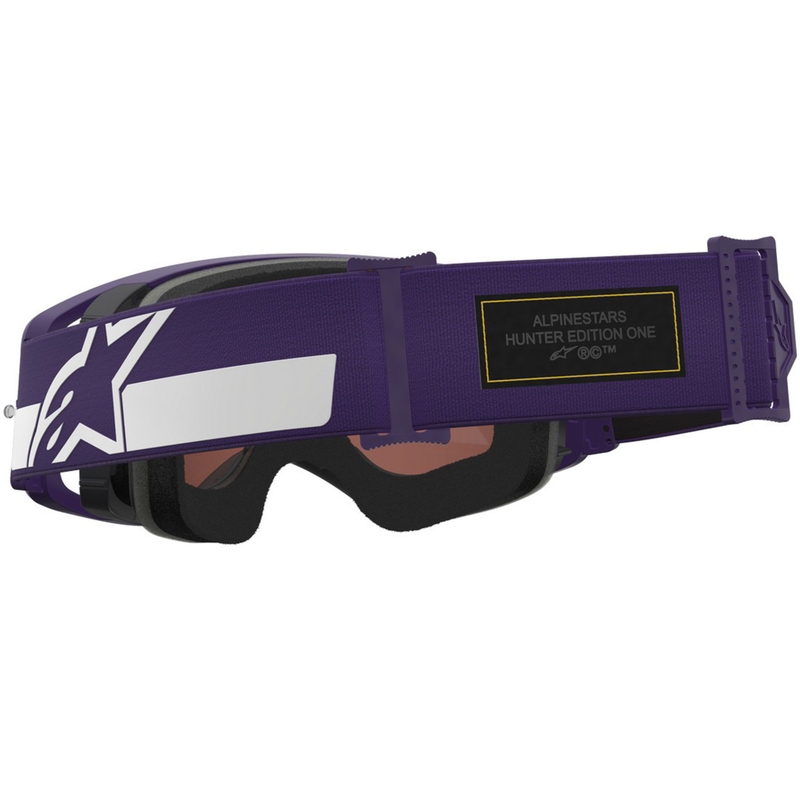 Alpinestars Supertech Vision Hunta96 XXV motokrosa brilles violeti baltas ar spoguļstikla sudraba pleksi stiklu