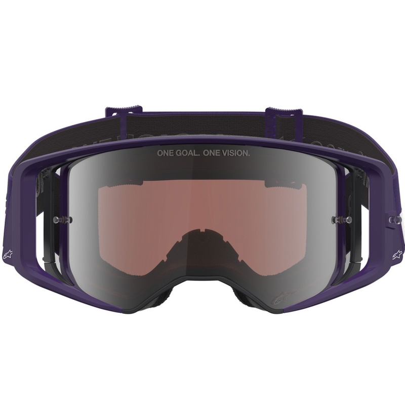 Alpinestars Supertech Vision Hunta96 XXV motokrosa brilles violeti baltas ar spoguļstikla sudraba pleksi stiklu