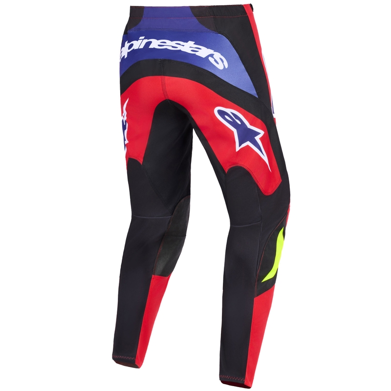 Alpinestars Fluid Grid motokrosa bikses sarkanīgi melnas-violetas-fluo dzeltenas