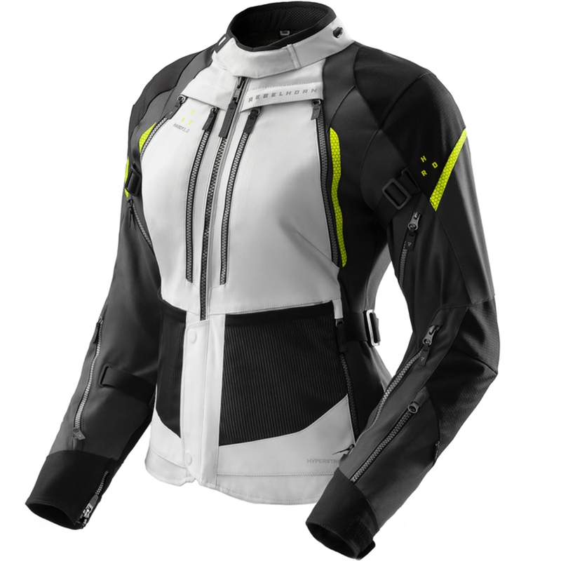 Sieviešu Rebelhorn Hardy 3.0 Black-Gray-Fluo Yellow motocikla jaka