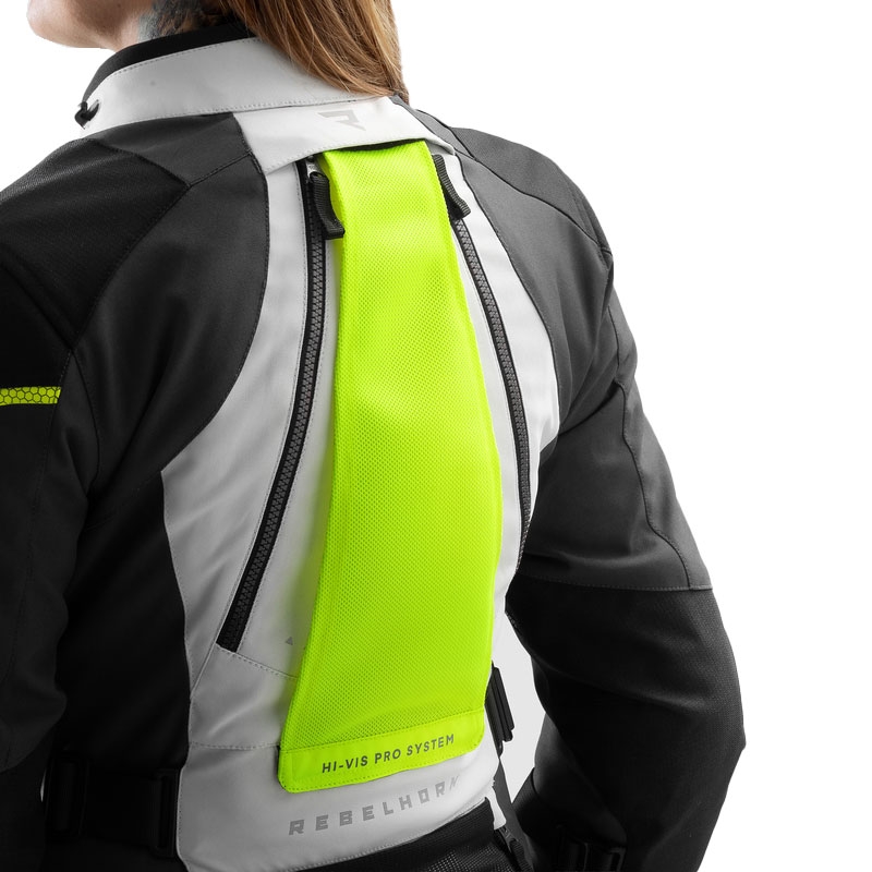 Sieviešu Rebelhorn Hardy 3.0 Black-Gray-Fluo Yellow motocikla jaka
