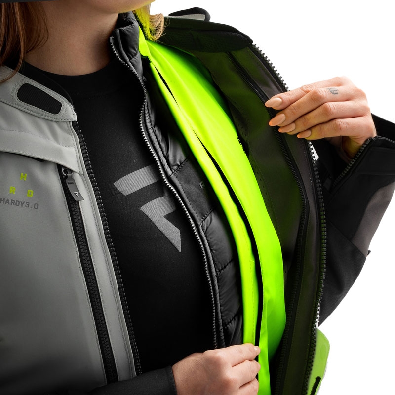 Sieviešu Rebelhorn Hardy 3.0 Black-Gray-Fluo Yellow motocikla jaka