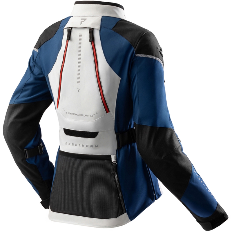Sieviešu motocikla jaka Rebelhorn Hardy 3.0 Blue-Grey-Red Motocikla jaka sievietēm