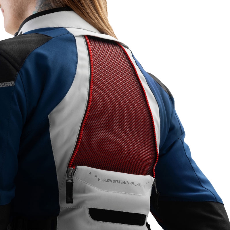 Sieviešu motocikla jaka Rebelhorn Hardy 3.0 Blue-Grey-Red Motocikla jaka sievietēm