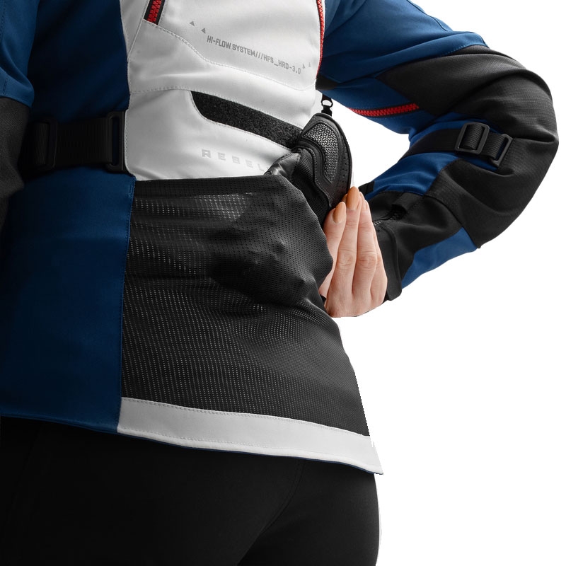 Sieviešu motocikla jaka Rebelhorn Hardy 3.0 Blue-Grey-Red Motocikla jaka sievietēm