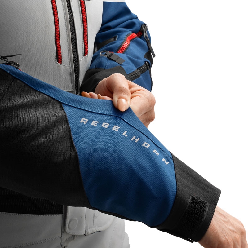 Sieviešu motocikla jaka Rebelhorn Hardy 3.0 Blue-Grey-Red Motocikla jaka sievietēm