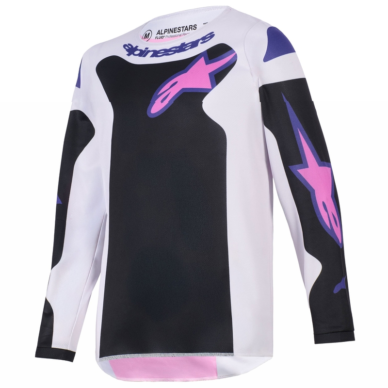 Alpinestars Fluid Grid bērnu motokrosa krekliņš melns-skaidri pelēks-violets