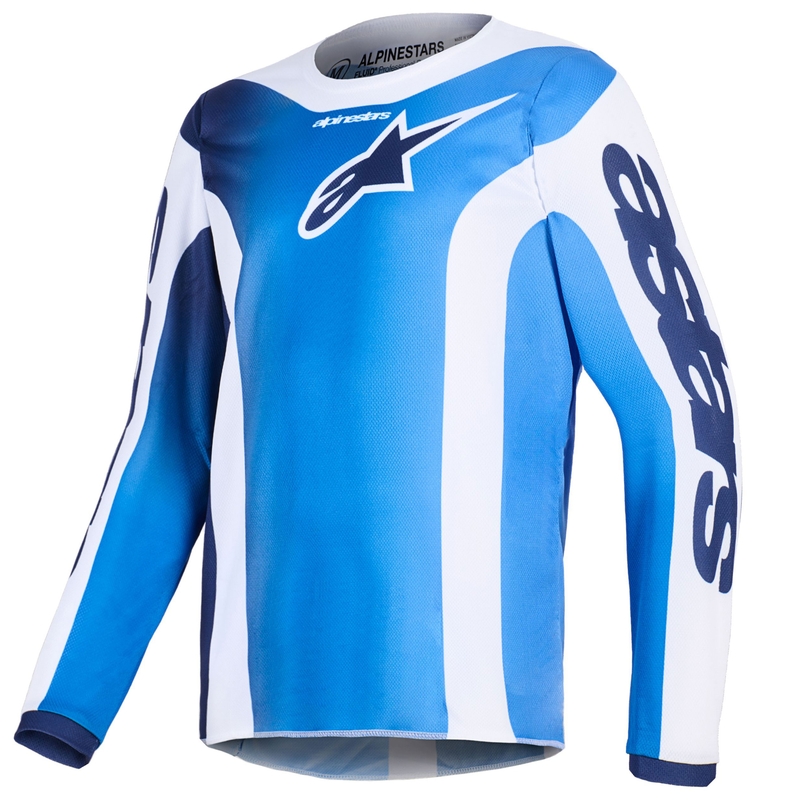 Bērnu motokrosa krekliņš Alpinestars Fluid Portl zilā un baltā krāsā