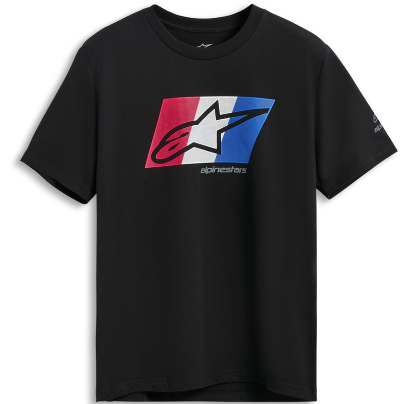 T-krekls Alpinestars Global CSF melns-sarkans-balts-zils