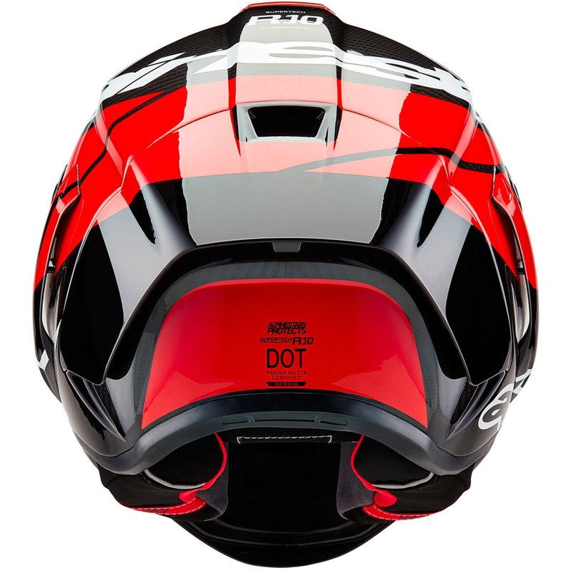 Alpinestars Supertech R-10 Element oglekļa šķiedras pilna izmēra motocikla ķivere, sarkana-balta