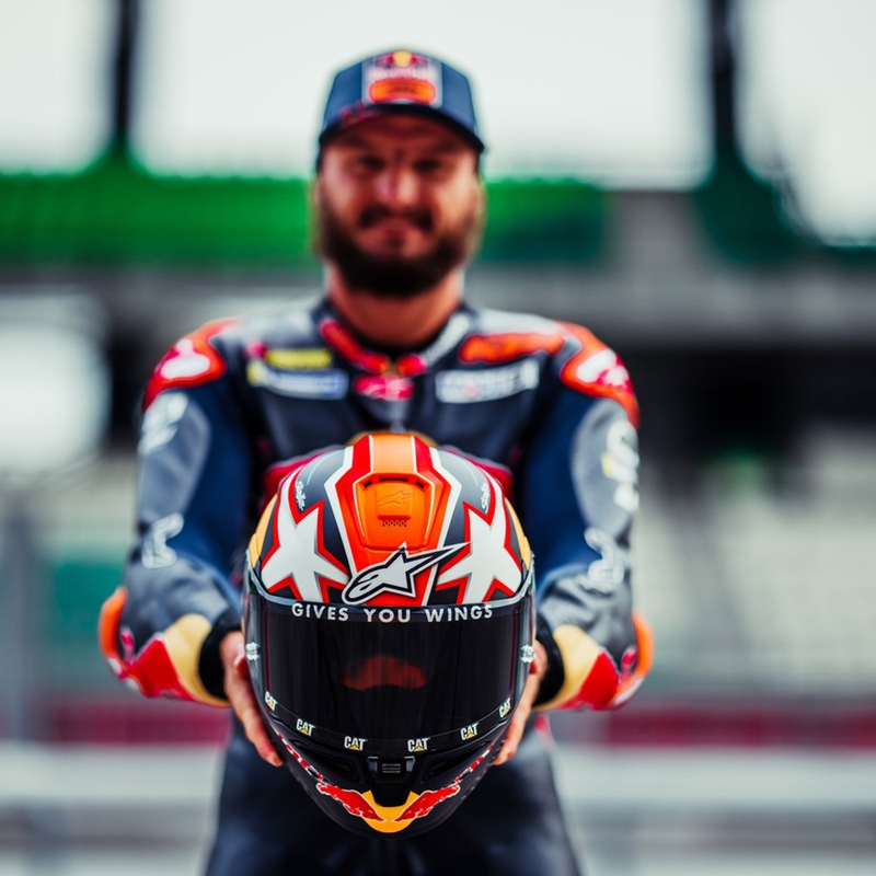 Alpinestars Supertech R-10 Element oglekļa šķiedras pilna izmēra motocikla ķivere, sarkana-balta