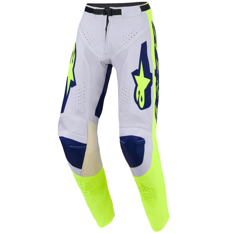 Alpinestars Racer Air Riway motokrosa bikses gaiši pelēkas-fluo dzeltenas-zilas