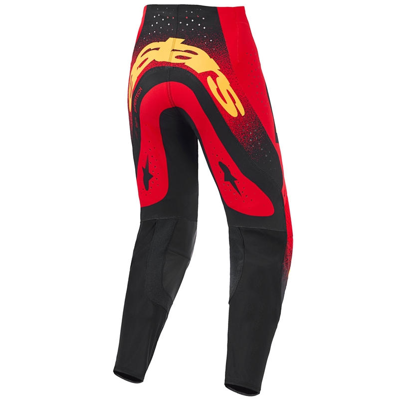 Alpinestars Supertech Scenz motokrosa bikses sarkanā, melnā un dzeltenā krāsā