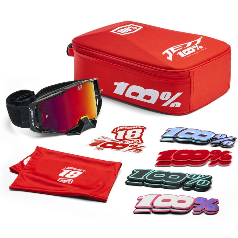 Motokrosa brilles 100% Armega Hiper Jett Special ar sarkanu pleksi