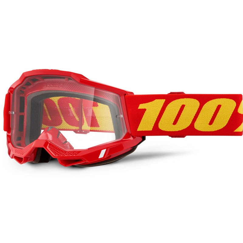 Motokrosa brilles 100% Accuri 2 sarkanas ar caurspīdīgu pleksi