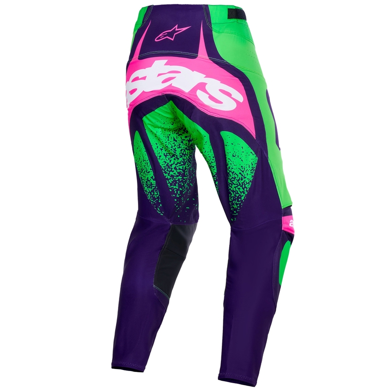 Alpinestars Techstar Nomur motokrosa bikses tumši violeti zaļš-fluo rozā krāsā
