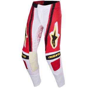Alpinestars Techstar Nomur gaiši pelēki-sarkani-sarkani-melni dzeltenas motokrosa bikses