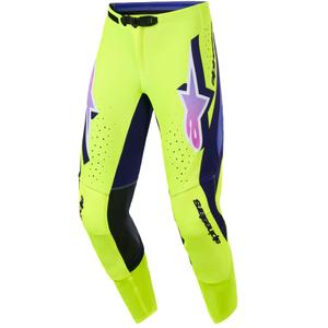 Alpinestars Supertech Vista fluo dzelteni violeti melnas motokrosa bikses