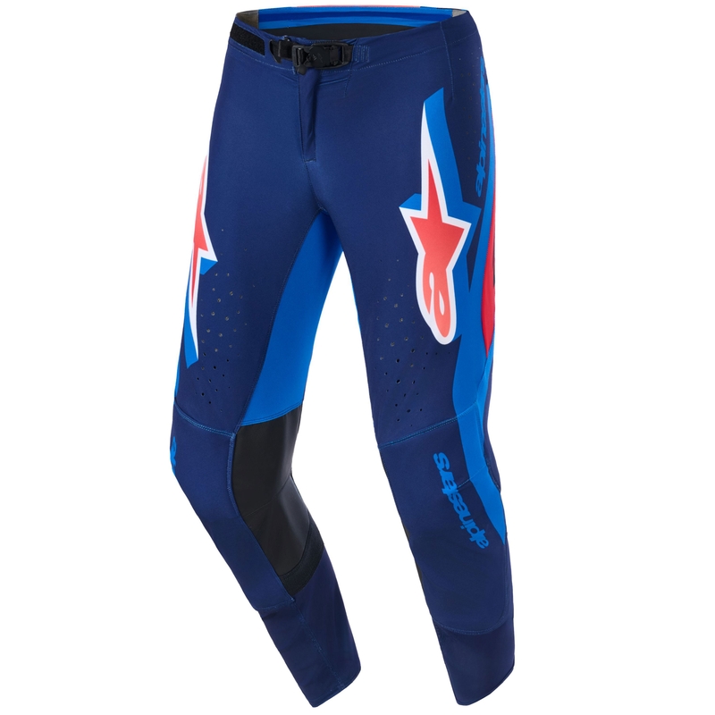 Alpinestars Supertech Vista motokrosa bikses tumši zilas-korālkrāsas-kobalta krāsā