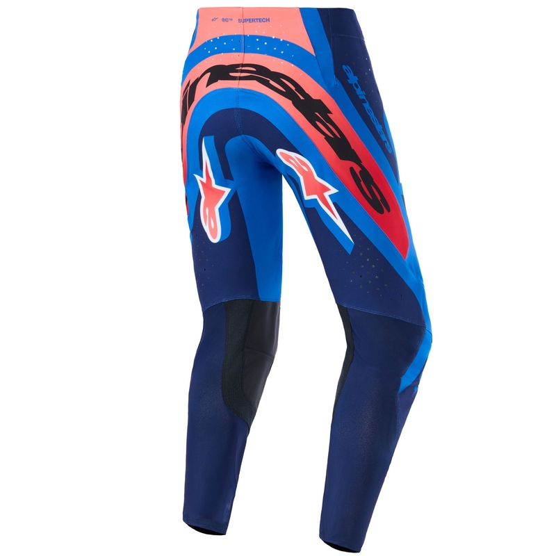Alpinestars Supertech Vista motokrosa bikses tumši zilas-korālkrāsas-kobalta krāsā