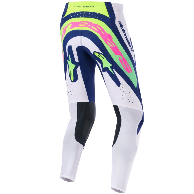 Alpinestars Supertech Vista motokrosa bikses gaiši pelēkas-fluo dzeltenas-zaļas-zilas-rozā krāsā