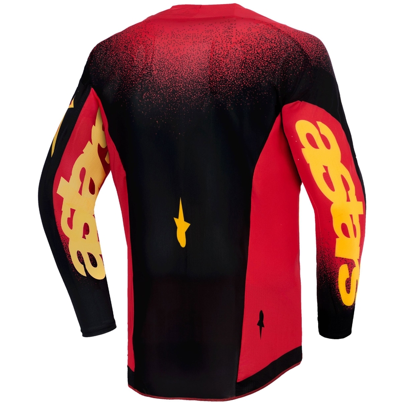 Alpinestars Supertech Scenz sarkans, melns un dzeltens bērnu motokrosa krekls