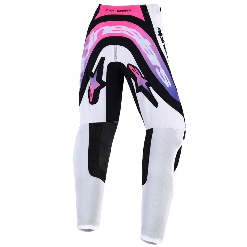 Alpinestars Supertech Vista bērnu motokrosa bikses baltā, violetā un melnā krāsā