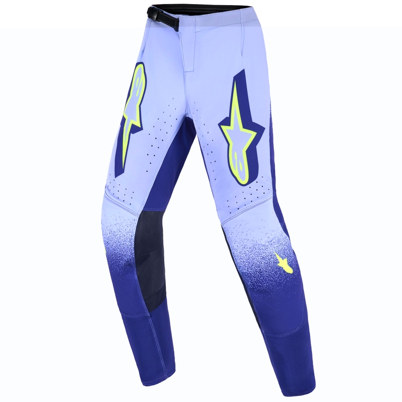 Alpinestars Supertech Scenz bērnu motokrosa bikses violeta un fluo dzeltena krāsā