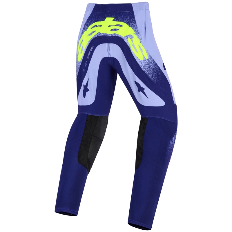 Alpinestars Supertech Scenz bērnu motokrosa bikses violeta un fluo dzeltena krāsā