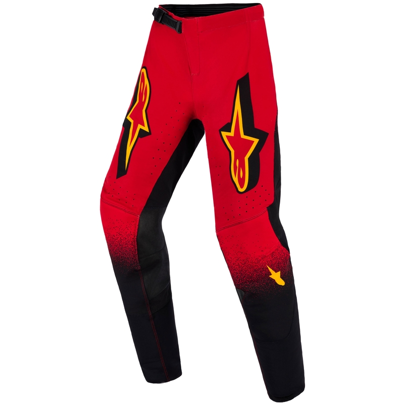 Alpinestars Supertech Scenz sarkanas, melnas un dzeltenas bērnu motokrosa bikses