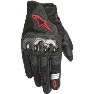 Alpinestars SMX-1 AIR 2 melni-fluo sarkani motocikla cimdi