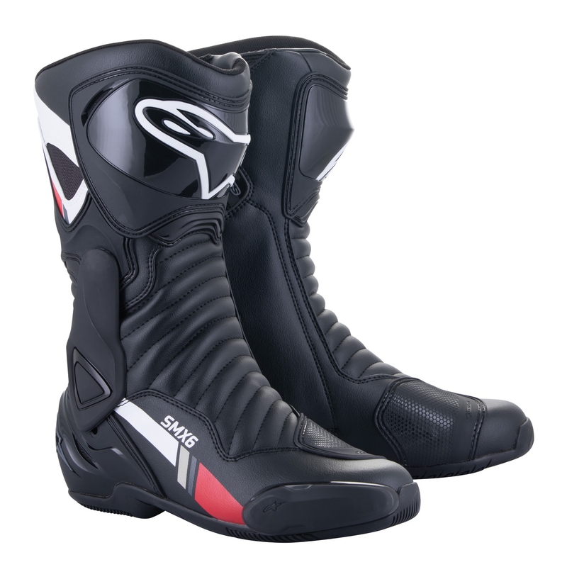 Alpinestars S-MX 6 melni-balti-pelēki-sarkani motocikla zābaki