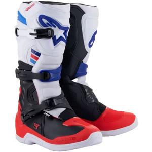 Alpinestars TECH 3 motokrosa zābaki balti-melni-mieli-sarkani