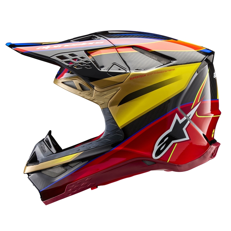 Alpinestars Supertech S-M10 Era zelta un sarkana motokrosa ķivere