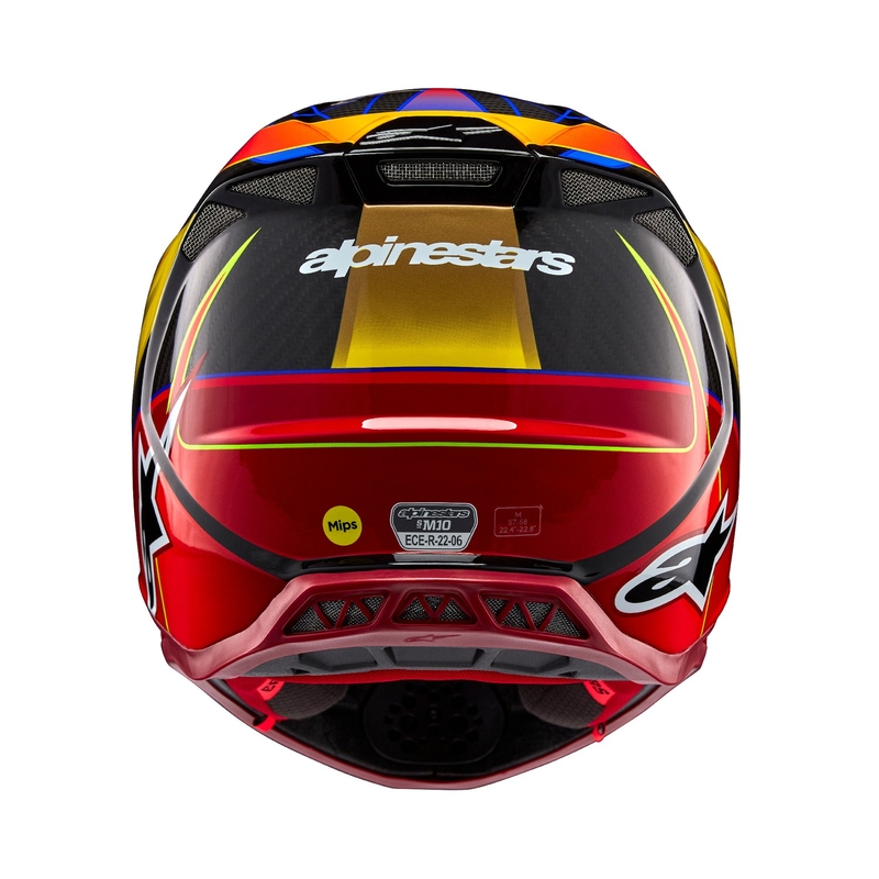 Alpinestars Supertech S-M10 Era zelta un sarkana motokrosa ķivere