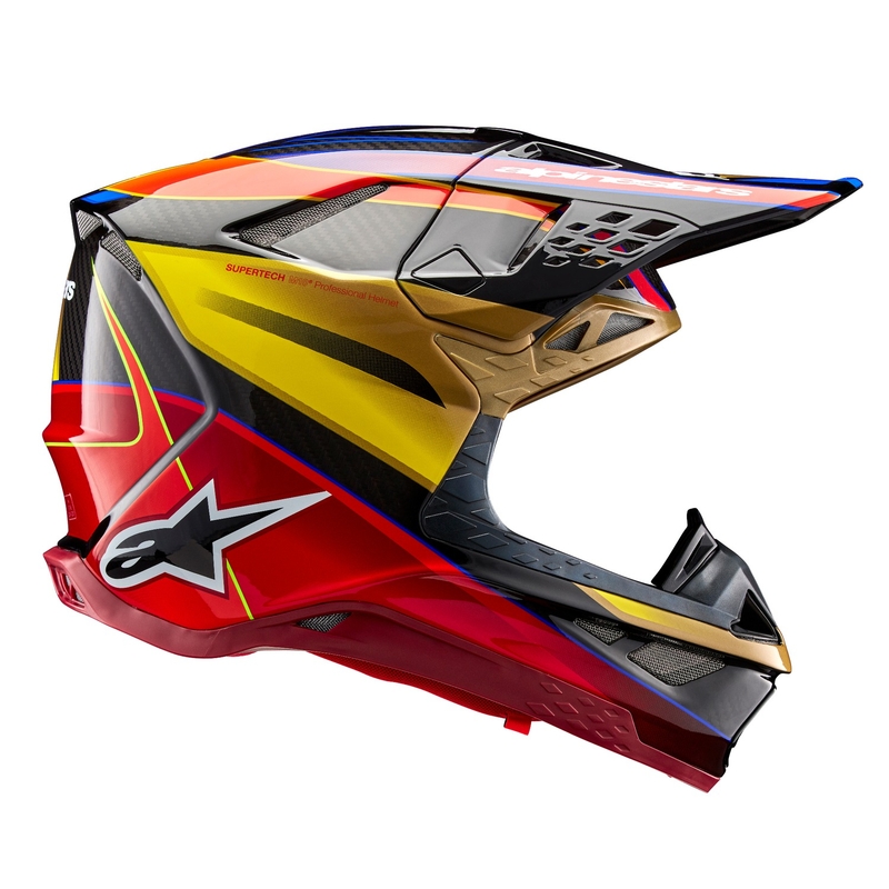 Alpinestars Supertech S-M10 Era zelta un sarkana motokrosa ķivere