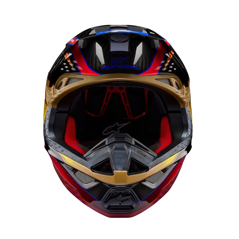 Alpinestars Supertech S-M10 Era zelta un sarkana motokrosa ķivere