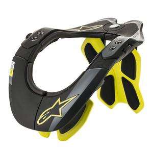 Alpinestars BNS Tech-2 melns un dzeltens fluo kakla mugurkaula aizsargs