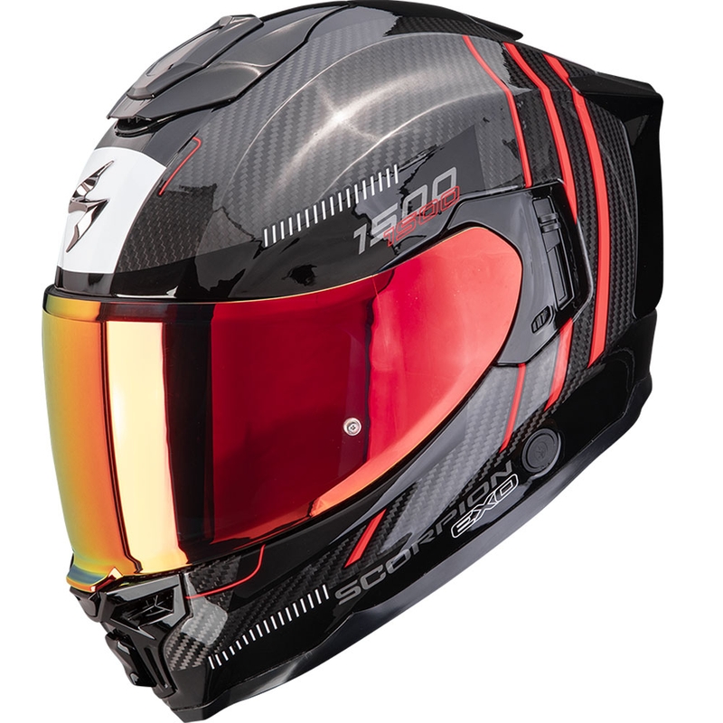 Scorpion EXO-1500 Carbon Air Zity motocikla ķivere, melna-sarkana